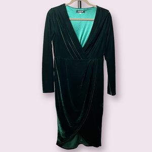 Green Velvet Wrap Dress